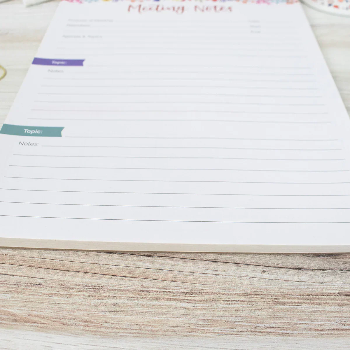 Planning Pad, 8.5" x 11", Double Sided Meeting Notes, Floral Dots - Image 12