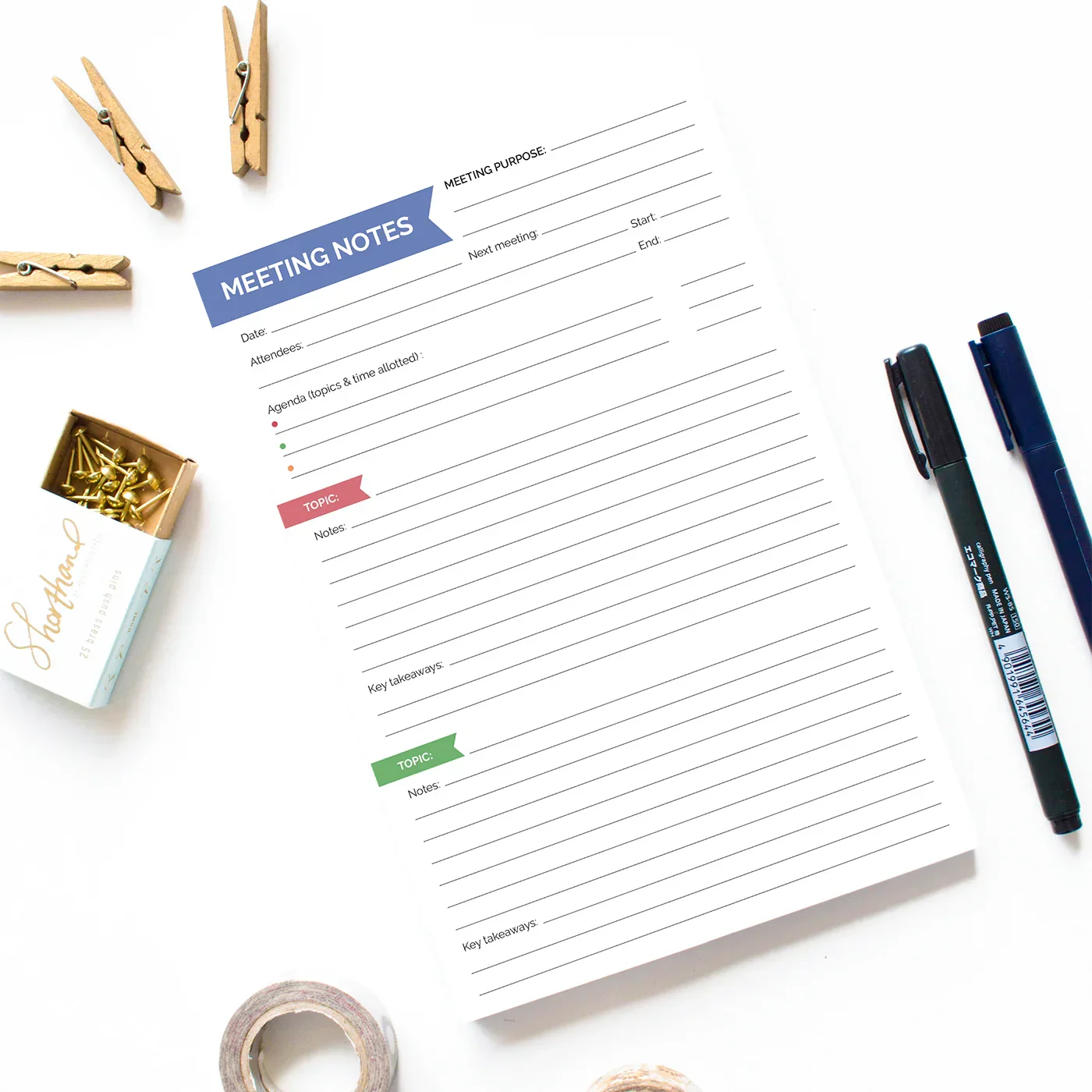 Planning Pad, 6" x 9", Double Sided Meeting Notes, Neutral - Image 6