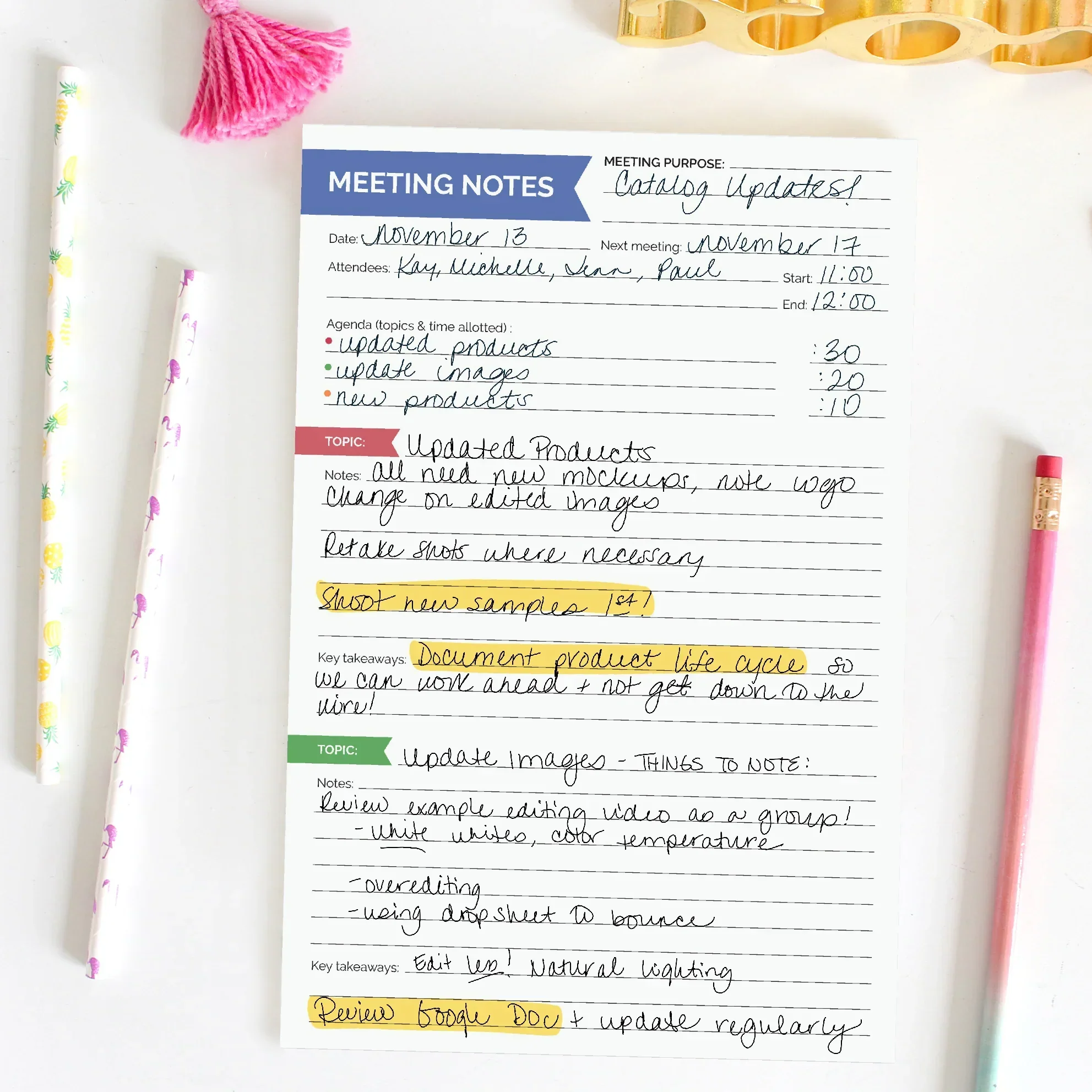 Planning Pad, 6" x 9", Double Sided Meeting Notes, Neutral - Image 7