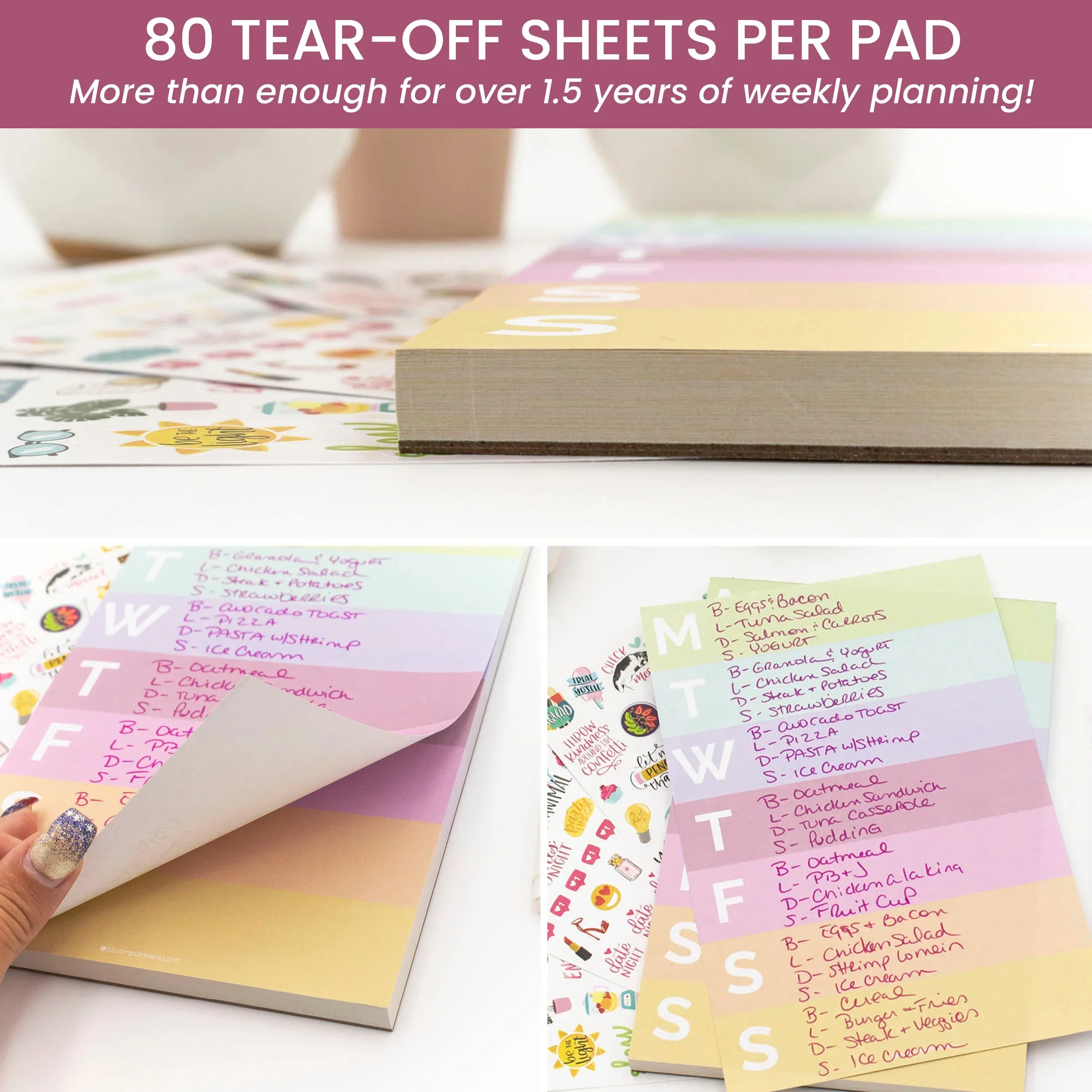Planning Pad, 6" x 9", Color Blocked Weekly Planner, Rainbow Sorbet - Image 4