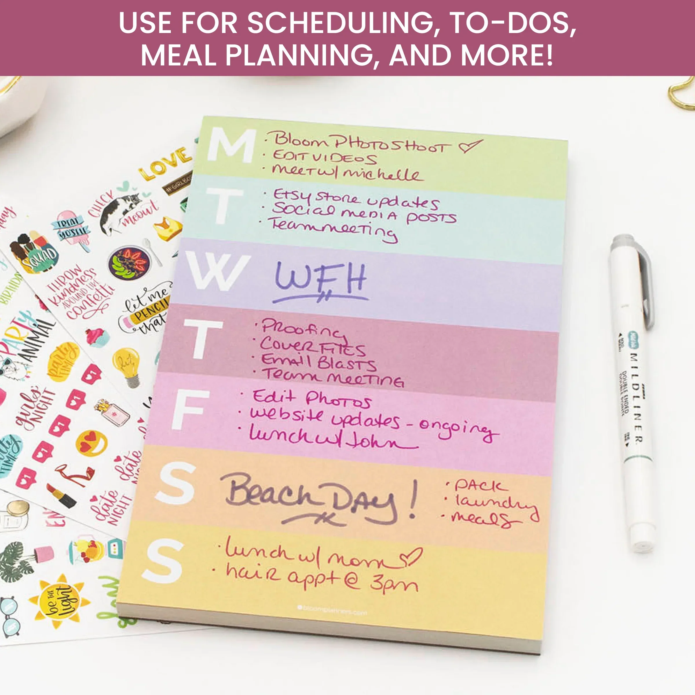 Planning Pad, 6" x 9", Color Blocked Weekly Planner, Rainbow Sorbet - Image 5