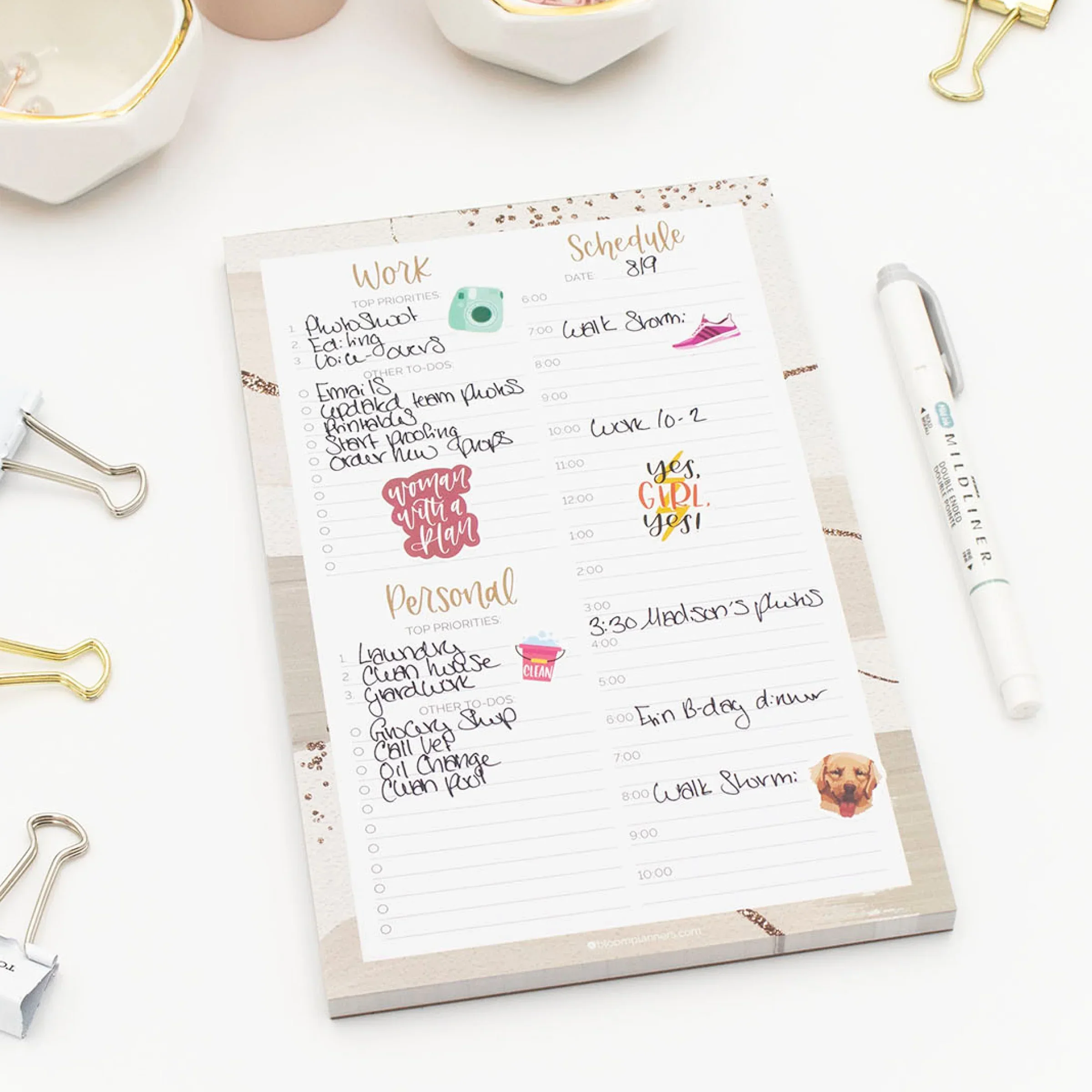Planning Pad, 6" x 9", Timed Work & Personal To-Do List, Brushed Beige - Image 6