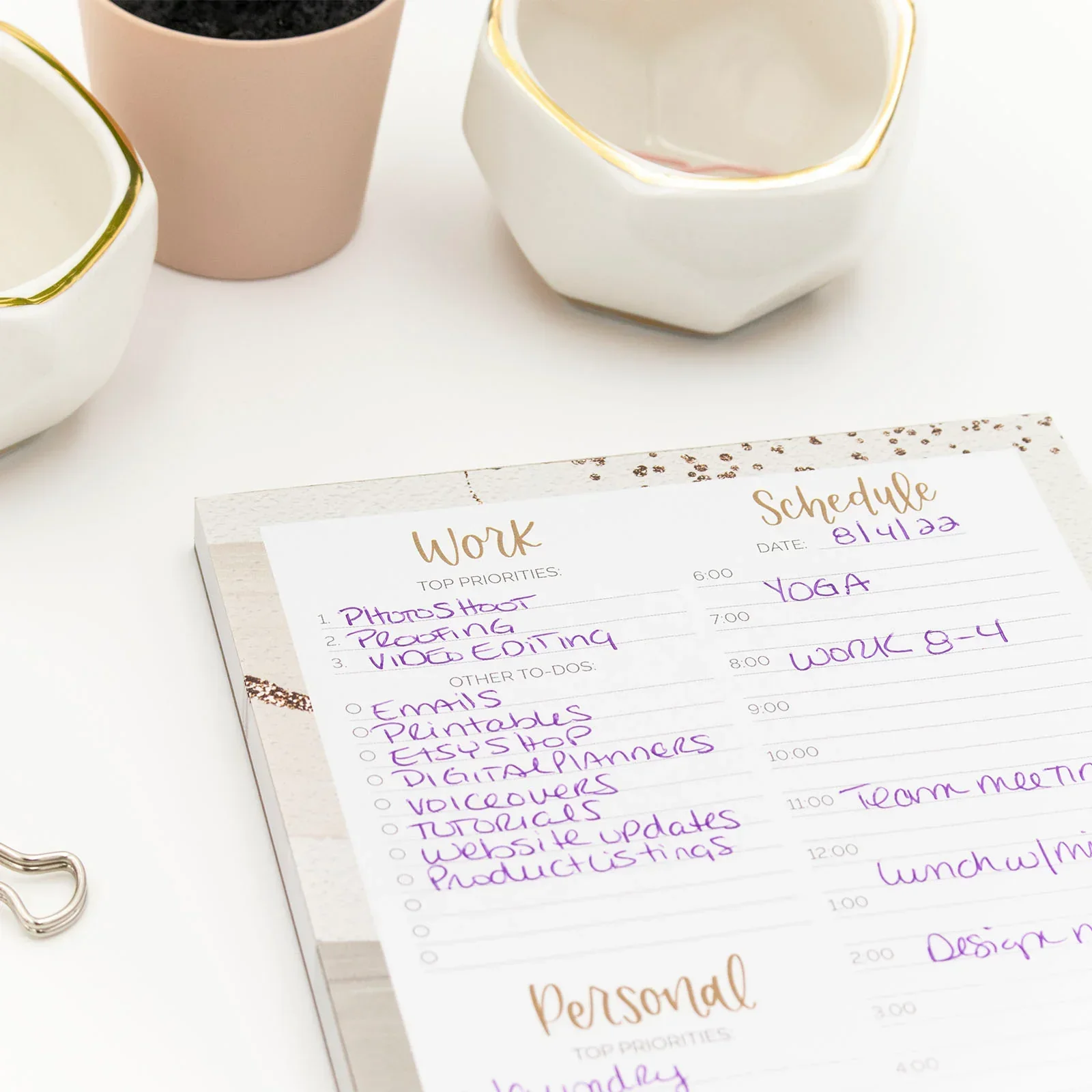 Planning Pad, 6" x 9", Timed Work & Personal To-Do List, Brushed Beige - Image 9
