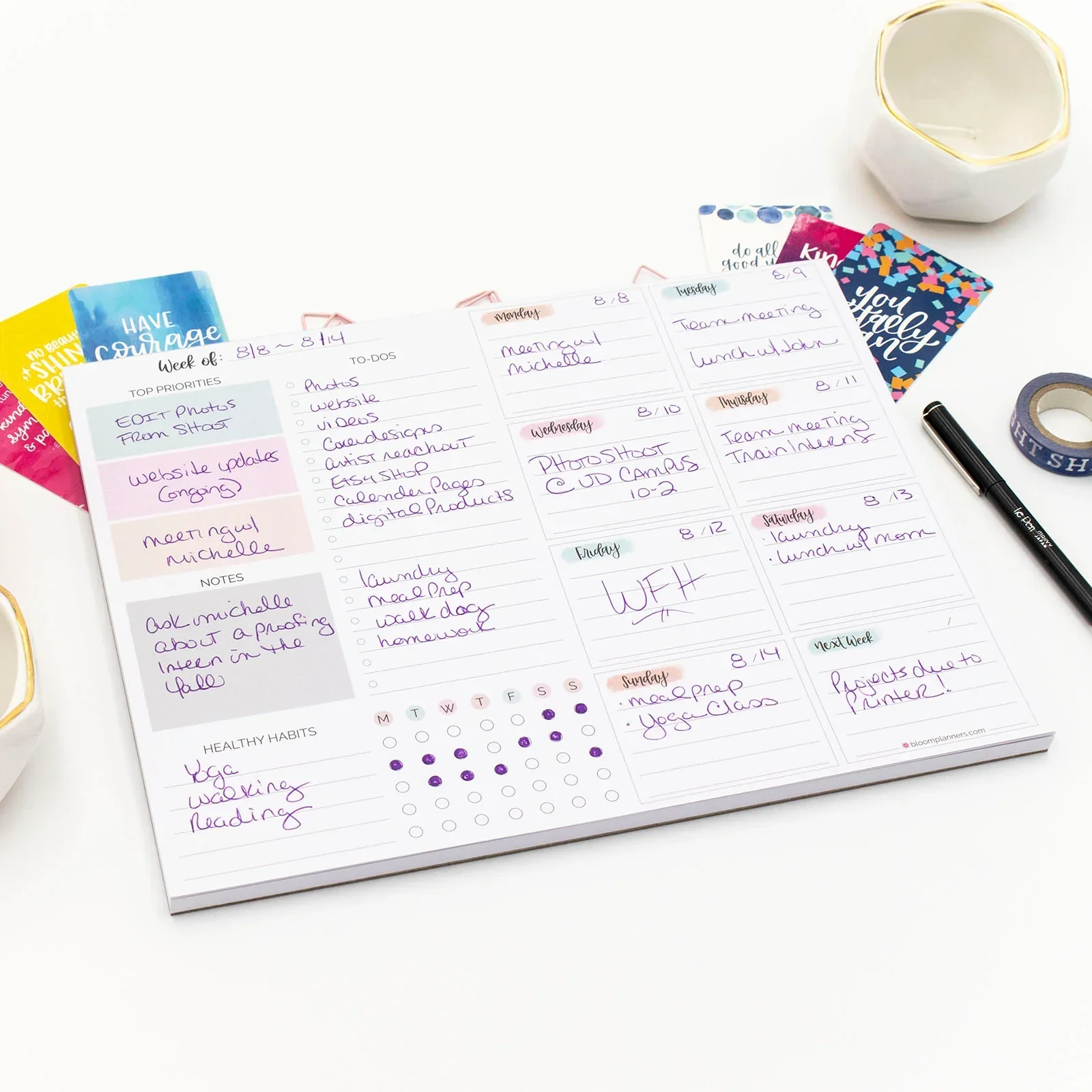 Planning Pad, 8.5" x 11", Weekly To-Do List & Planner, Pastel - Image 10