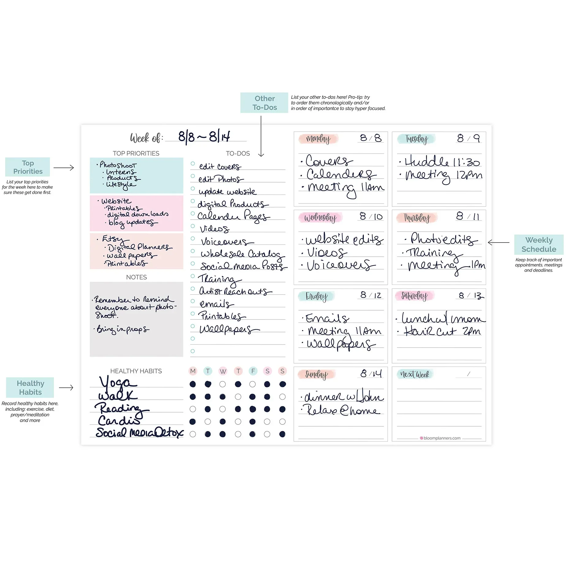 Planning Pad, 8.5" x 11", Weekly To-Do List & Planner, Pastel - Image 5