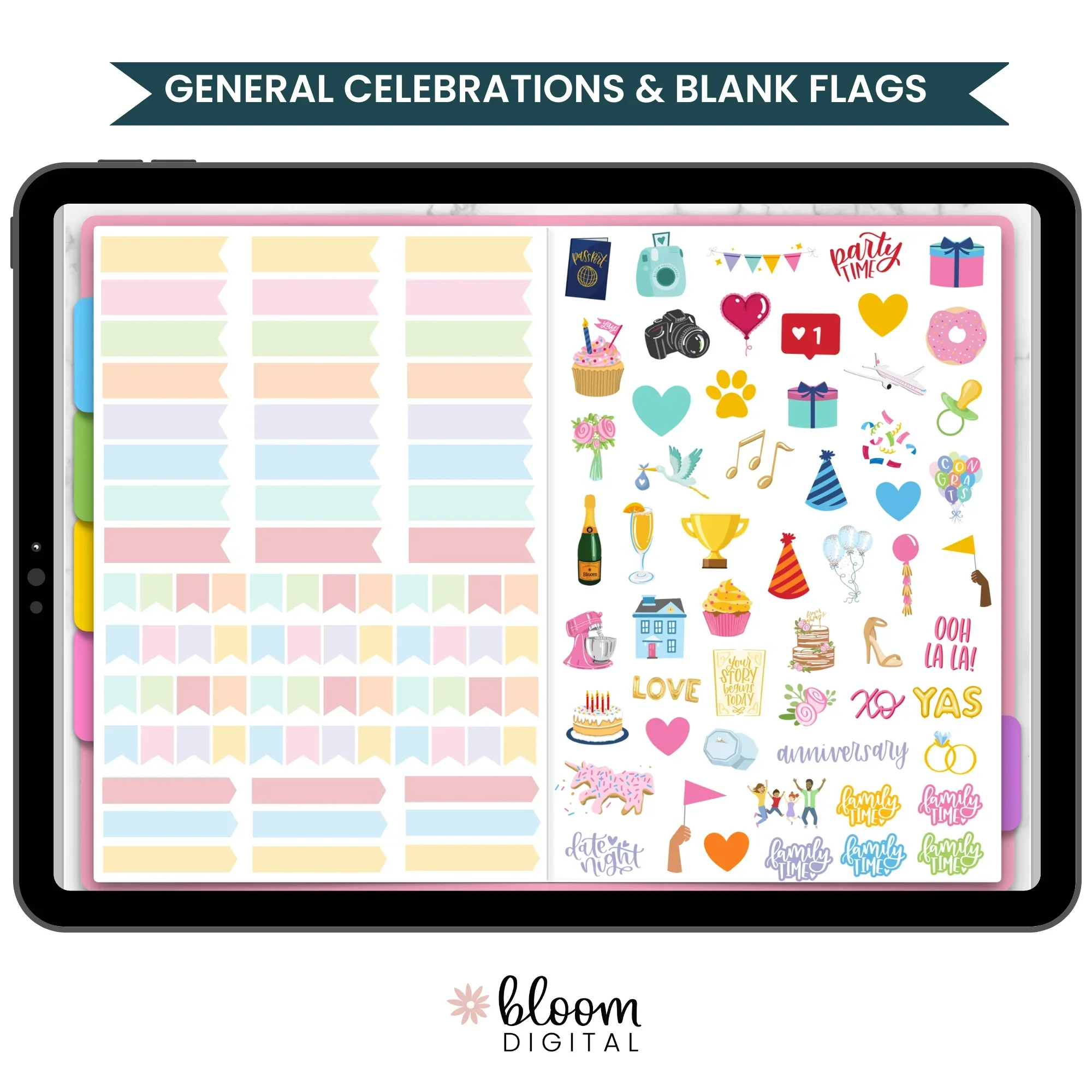 Digital Planner Stickers, Monthly Celebrations, Bright - Image 11