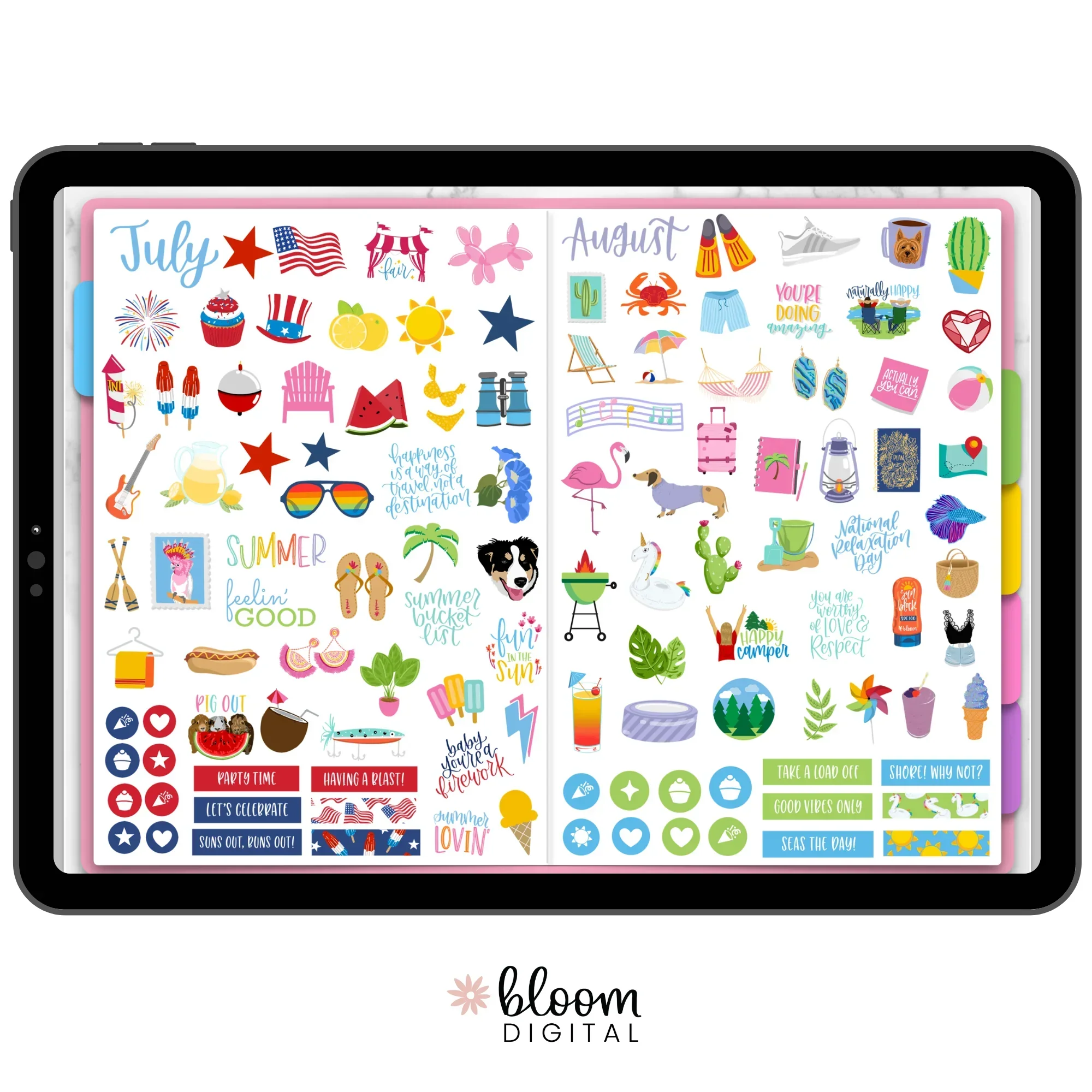 Digital Planner Stickers, Monthly Celebrations, Bright - Image 8