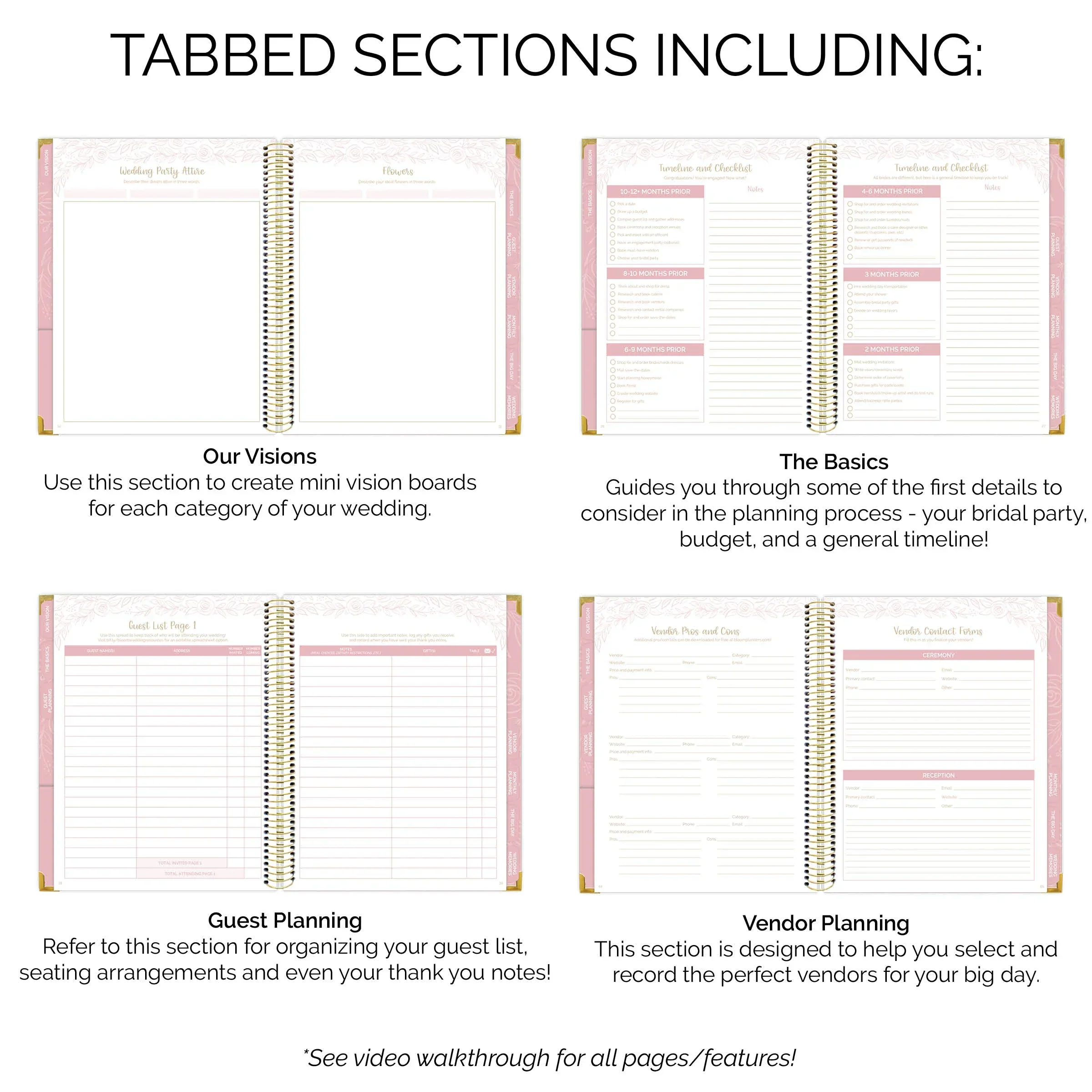 Wedding Planner & Calendar, Gold Floral - Image 4