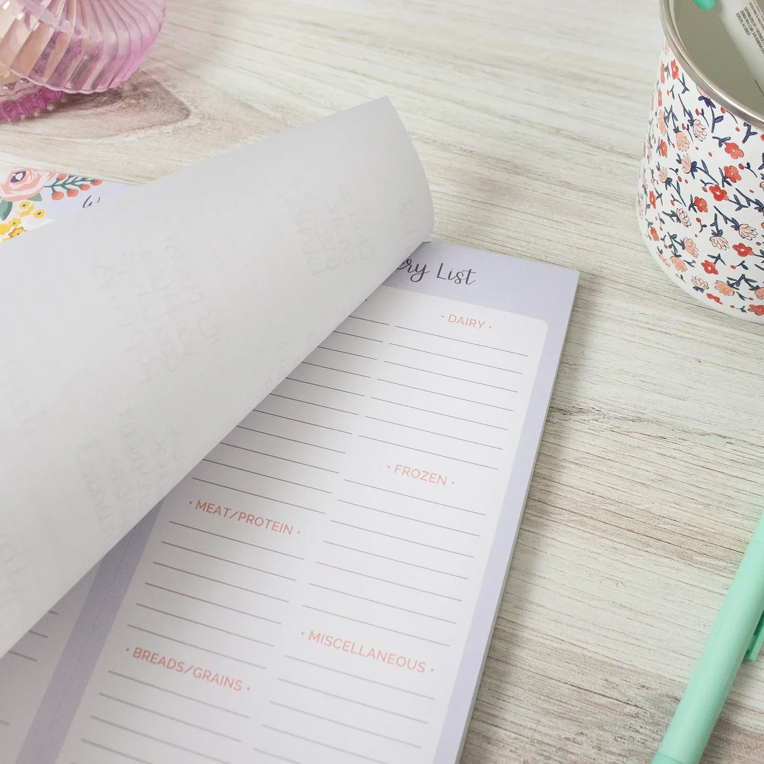 Planning Pad, 8.5" x 11", Meal & Grocery Pad with Magnets, Blue Floral - Image 9